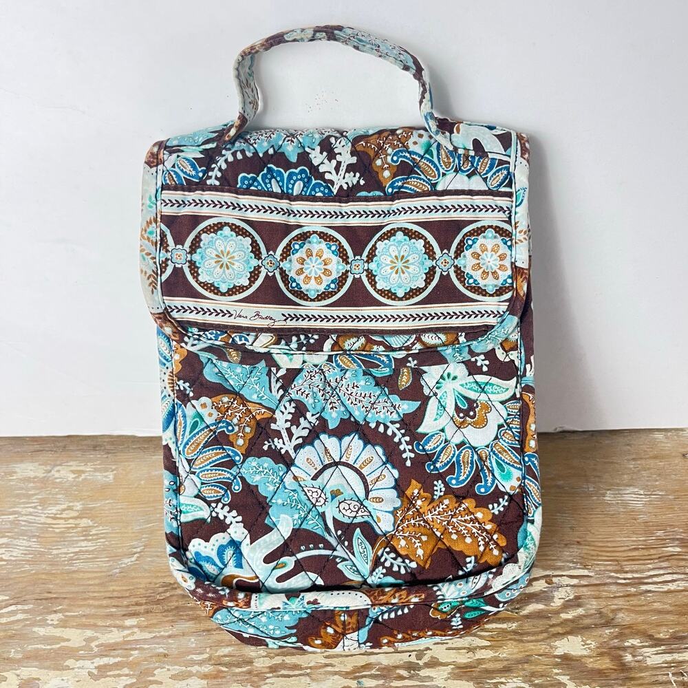 Vintage Vera Bradley Java Blue Lunch Bag Sack Lined Quilted Tote Retired READ